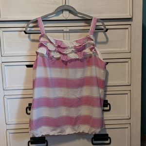 LOFT XL Ruffle Stripe Tank Top